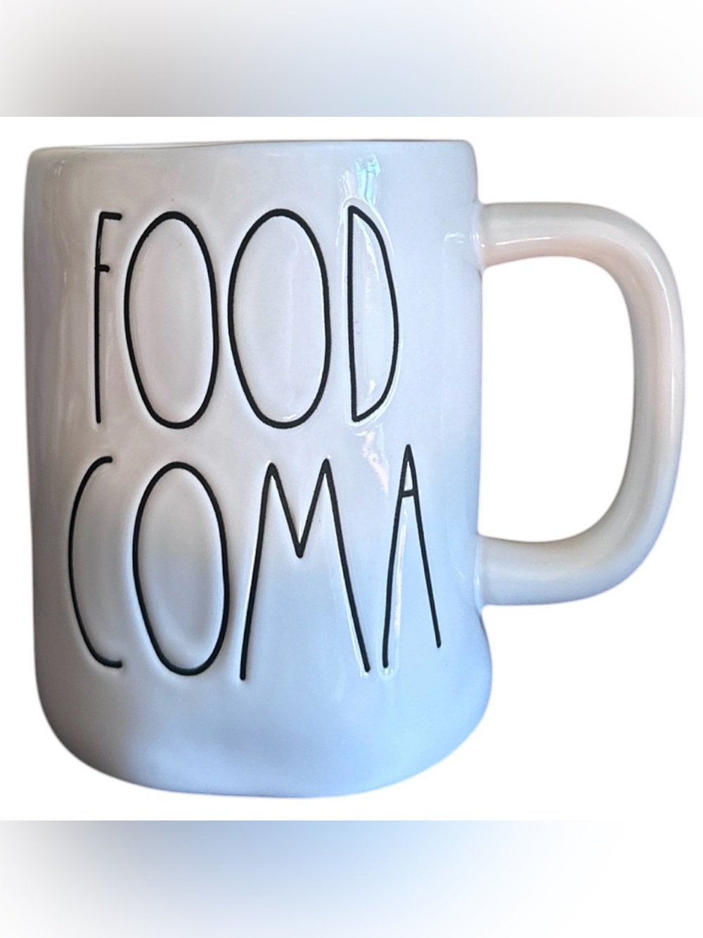 Rae Dunn White 'FOOD COMA' mug